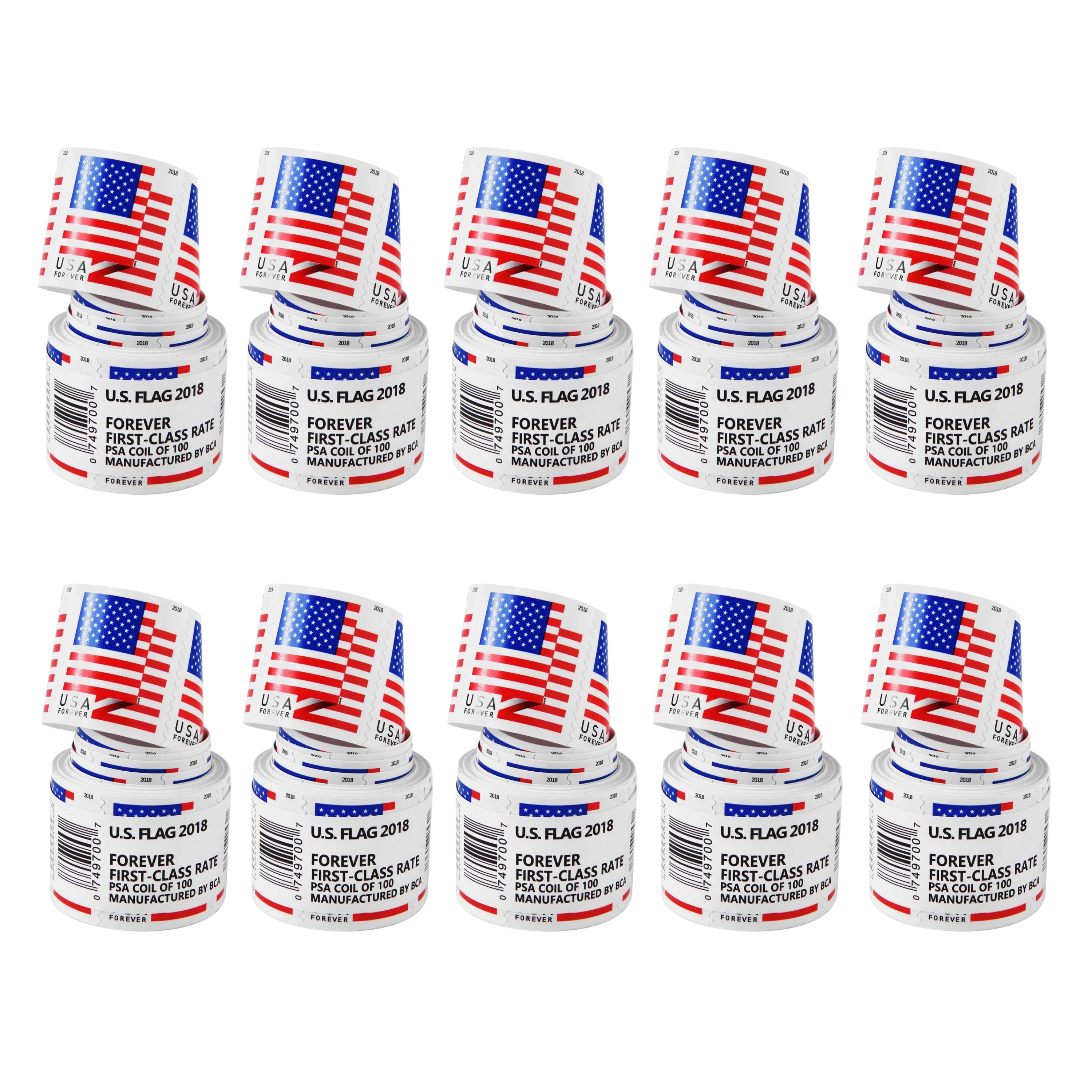 2018 USA Flag Forever Postage Stamps 10 coil