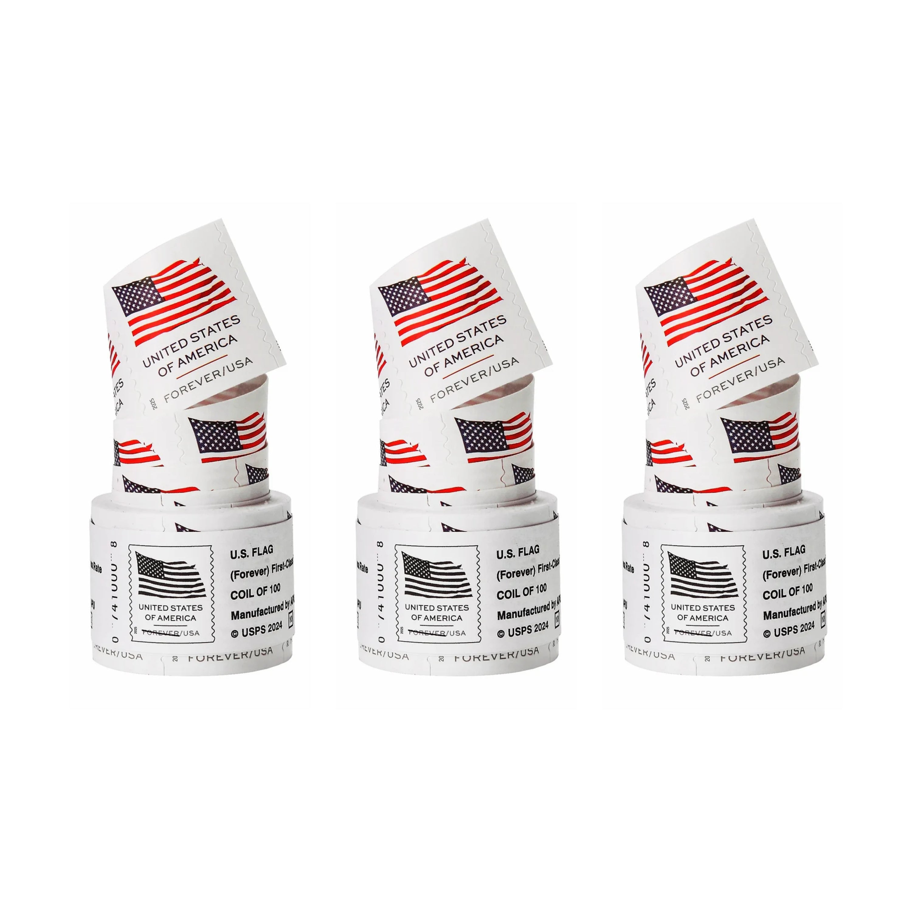 2025 USA Flag Forever Postage Stamps 3 coil